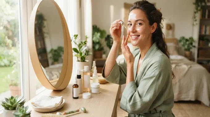 Daily Natural Skincare Routine for a Healthy Glowing Female Face